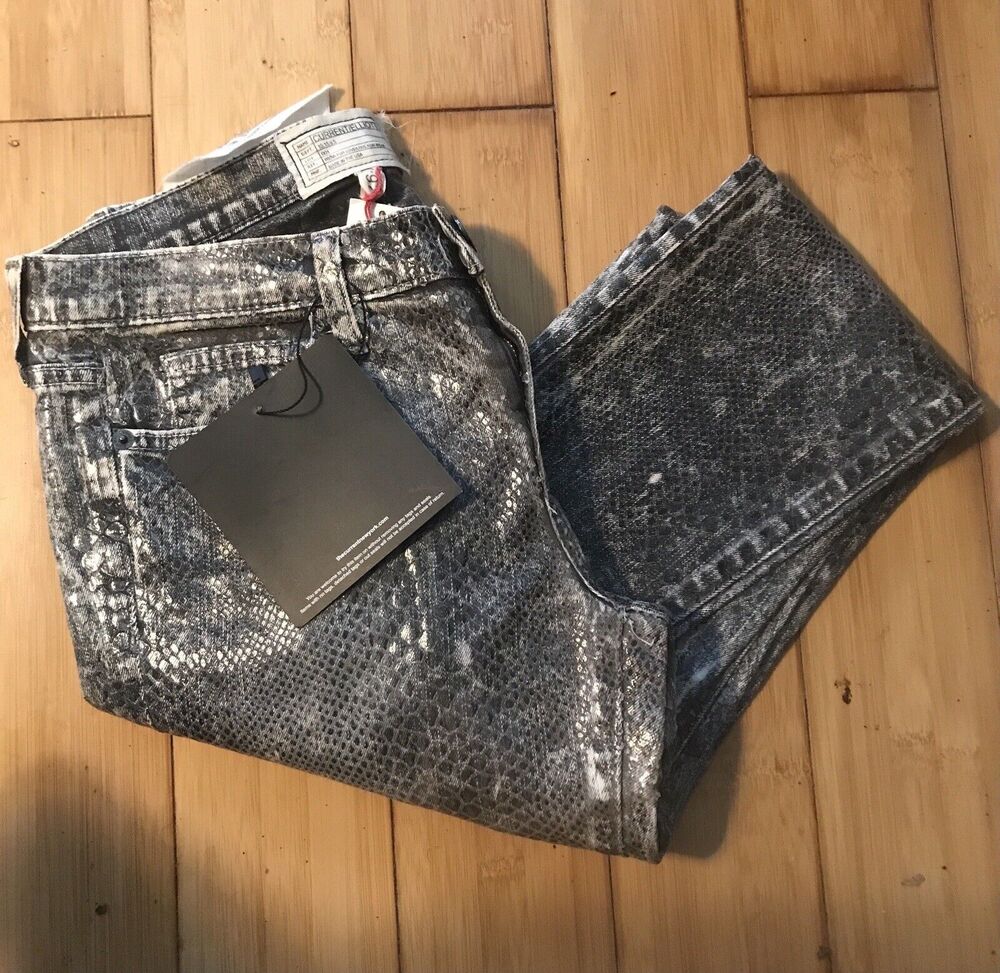 Anthropologie CURRENT/ELLIOTT 26 Grey Snakeskin Embossed Skinny Jeans